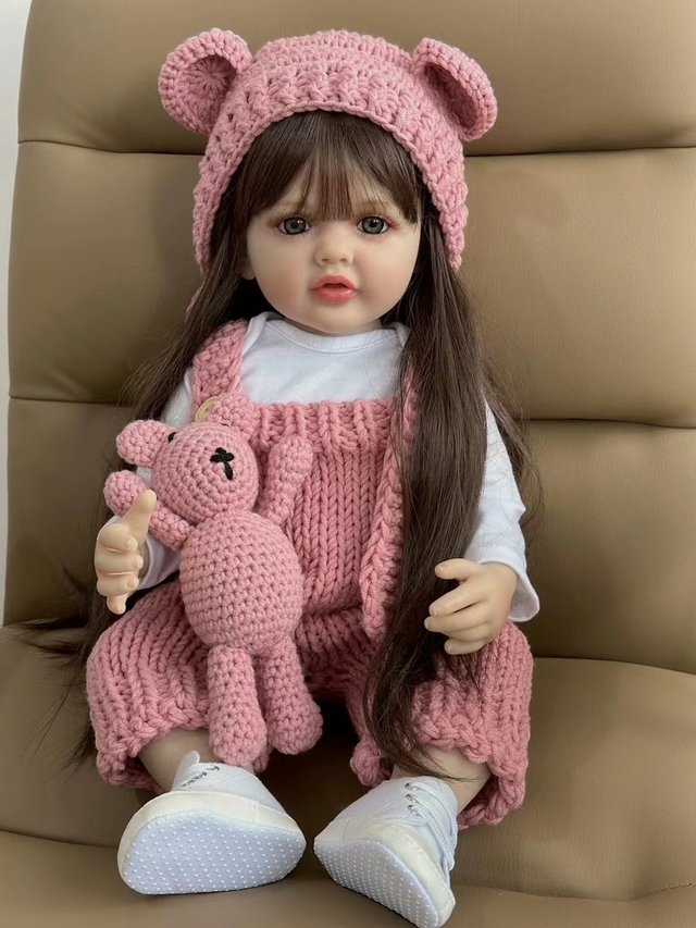 Bebê Reborn corpo todo em silicone boneca princesa Coelhinho 55cm