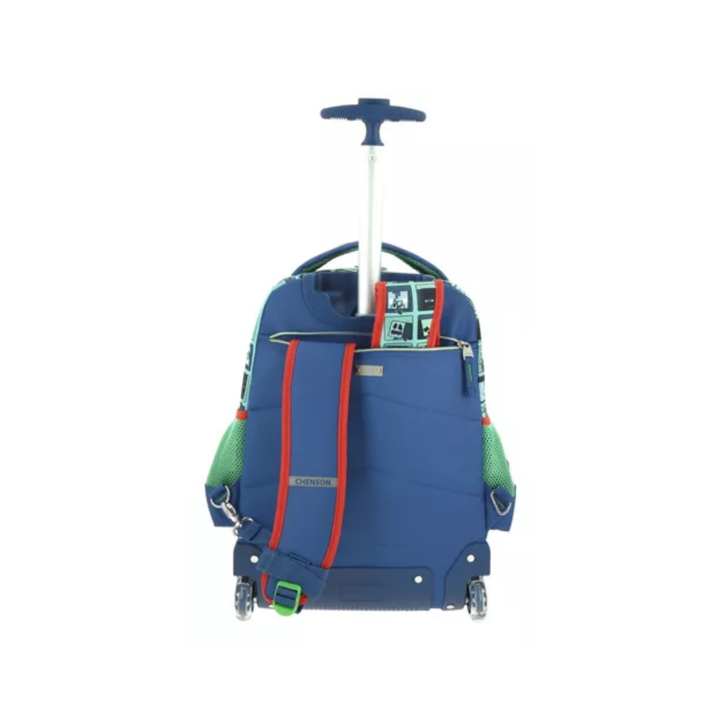 MOCHILA CON RUEDAS GRANDE AZUL MINECRAFT BLIPER
