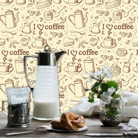 Papel de Parede Para Cozinha Love Coffee Preto e Branco, confira!