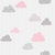Papel de Parede Baby Nuvens Cute Cinza e Rosa - comprar online