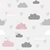 Papel de Parede Nuvens Cinza e Rosa com Passarinhos - comprar online