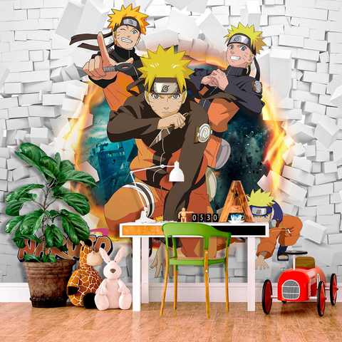 Kit 3 Quadros Anime Kids Luffy Goku Naruto Moldura e Vidro