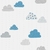 Papel de Parede Baby Nuvens Cute Cinza e Azul - comprar online