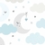 Papel de Parede Baby Nuvens e Lua Cinza e Azul - comprar online