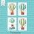 Kit de Placas Decorativas Balões Cute Aquarela