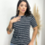 Blusa Listrada Baby Look - Preto com Branco - comprar online