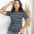 Blusa Listrada Baby Look - Preto com Branco