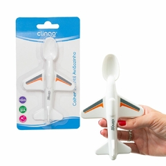 CLINGO - COLHER INFANTIL DIVERTIDA AVIÃOZINHO BRANCO