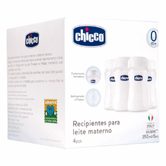 CHICCO - RECIPIENTES 150 ML 4 UNIDADES PARA LEITE MATERNO - loja online