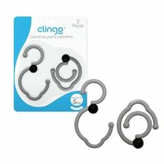 CLINGO - KIT COM 2 GANCHOS DOBRÁVEIS PARA CARRINHO CINZA