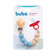 BUBA - PRENDEDOR DE CHUPETA EM SILICONE E BAMBU - AZUL