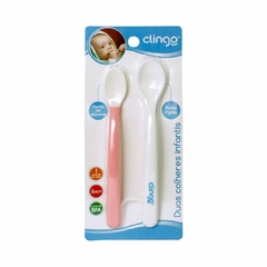 CLINGO - KIT COM 2 COLHERES INFANTIS DE SILICONE ROSA na internet