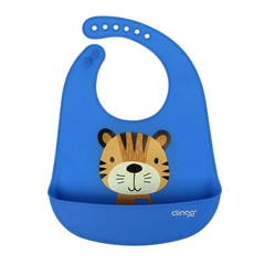 CLINGO - BABADOR SILICONE COM BOLSO COLETOR - TIGRE