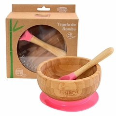 TURMINHA GUARÁ - TIGELA DE BAMBU COM VENTOSA ROSA