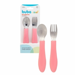 BUBA - KIT 2 TALHERES BUBAZOO UNICÓRNIO ROSA