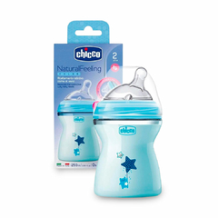 CHICCO - MAMADEIRA STEP UP FLUXO MÉDIO 2M+ 250 ML AZUL