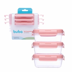 BUBA - KIT 3 POTINHOS HERMÉTICOS COM TAMPA 100ML ROSA