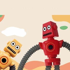 BONECO SENSORIAL ROBÔ DIVERTIDO QUE ESTICA COM VENTOSA E LED - Mamu Kids Store