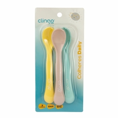 CLINGO - KIT COM 3 COLHERES INFANTIS COLORS NEUTRO - Mamu Kids Store