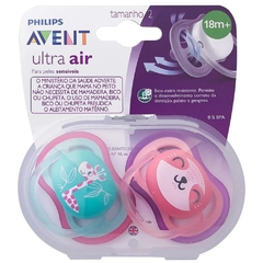 AVENT - CHUPETA ULTRA AIR DUPLA DECORADA - MENINA - 18+ MESES - Mamu Kids Store