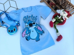 VESTIDO STITCH BRIM MOLINHO AZUL BEBE - AVULSO