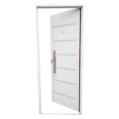 puerta chapa inyectada con barral blanca izquierda - El Outlet Aberturas y Muebles