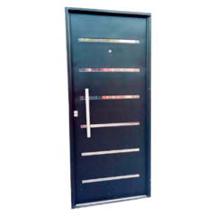 puerta chapa inyectada con barral negra izquierda - El Outlet Aberturas y Muebles