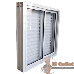 ventana corrediza con celosia vidrio entero 100x100 - comprar online