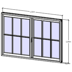 ventana corrediza simple vidrio repartido 150x100 en internet