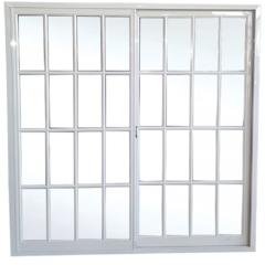 ventana corrediza simple vidrio repartido 200x200