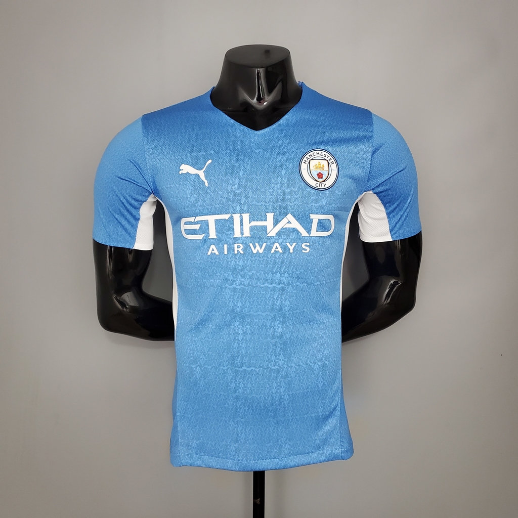 Camisa Manchester City I 21/22 Jogador Puma Masculina - Azul Claro