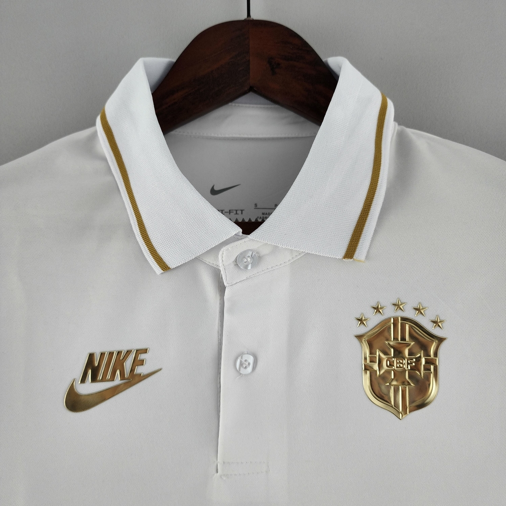 Camisa Seleção Brasil Polo 2022 Torcedor Nike Feminina - Branca