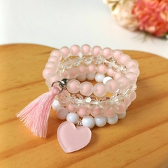 Pulseira Coração Bebê (Rosa) - Kit com 4 unidades