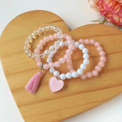 Pulseira Coração Bebê (Rosa) - Kit com 4 unidades na internet