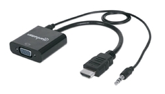 Adaptador Manhattan Hdmi Macho A Vga Hembra, Negro