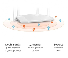 Router Tenda Fast Ethernet de Banda Dual MU-MIMO AC5 AC1200, Inalámbrico, 867Mbit/s, 4x RJ-45, 2.4/5GHz, Blanco, 4 Antenas Externas de 6dBi - comprar en línea