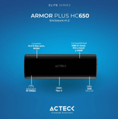 Enclosure Ssd M.2 Acteck Armor Plus Hc650, Tipo C Y Usb, 10 Gbbps, Usb 3.1 Gen2, Pci-e Gen3, Negro - comprar en línea