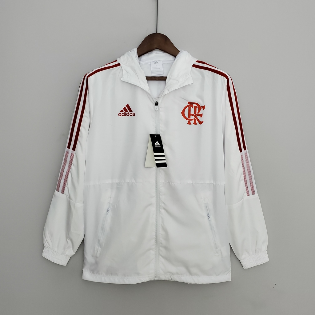 Jaqueta Corta Vento Flamengo 21/22 Adidas - Branca e Vermelha