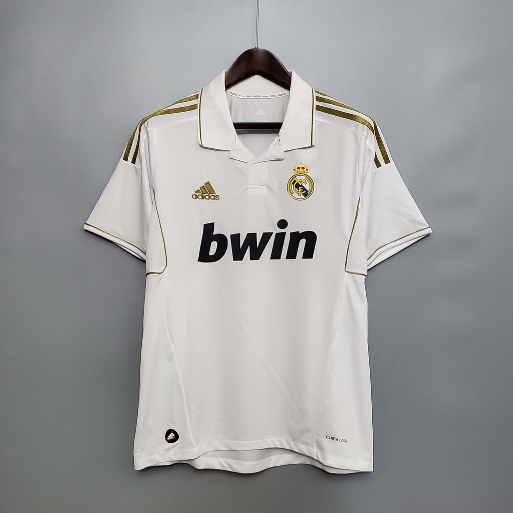 Camisa Real Madrid I 11/12 Retrô Adidas - Branca e Dourada