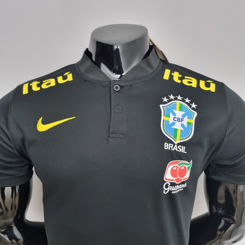 Camisa Polo Gola Baixa Brasil 2022 Nike - Preta