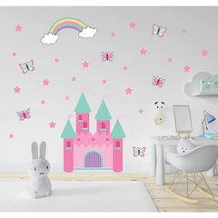 Kit Adesivo de Parede Princesas + Borboletas + Arco Iris - Papel de Parede Infantil