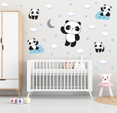 Kit Adesivo de Parede Panda - Decoração Quarto de Menino