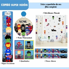 Adesivo de Parede Infantil Faixas Régua Porta Maternidade Quadros Herois - Decoração Quarto Menino na internet