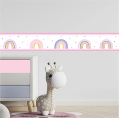 Faixa Adesiva Decorativa Arco Iris - Adesivo de Parede Infantil - Decoração Quarto de Menina