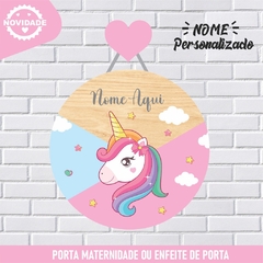 Porta Maternidade Nome Personalizado Unicornio - Enfeite de Porta Infantil