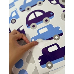 Kit Adesivo de Parede Carros - Papel de Parede Carrinhos Quarto Infantil Nome Personalizado - Adesivo de Parede Infanti - comprar online