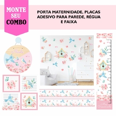 Adesivos Parede Faixas Régua Porta Maternidade Quadros Jardim Encantado - Decoração Quarto de Menina