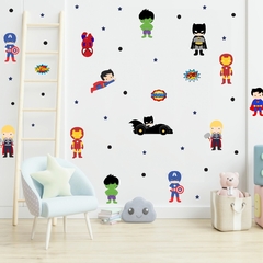 Kit Adesivo de Parede Herois - Papel de Parede Infantil - Decoração Quarto de Menino