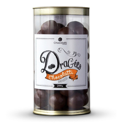 Lata de Dragées 200g Bolinhas de Chocolate Amêndoas Chocolatti Nicolatti