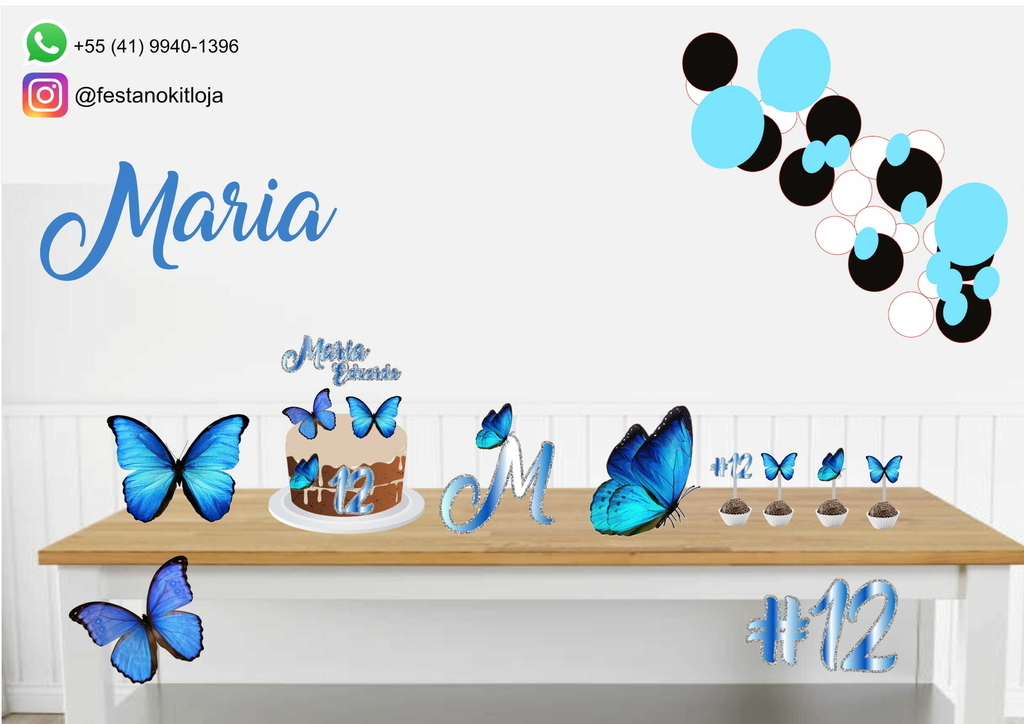 Arquivo digital topo de bolo borboleta azul